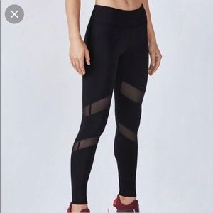 Fabletics Mesh Banded Black Leggings